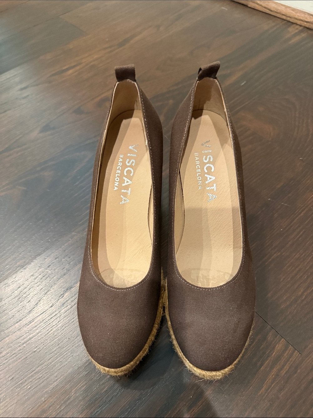 VISCATA Barcelona Brown Canvas Espadrille Wedge Flats